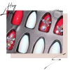 24-piece pointed-head bride wearing nail jewelry, false nail patches, scallion powder with diamonds and adhesive back nail patches gift box toolkit Application Scenario
